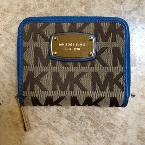 Michael Kors Mini Brown and Blue Wallet